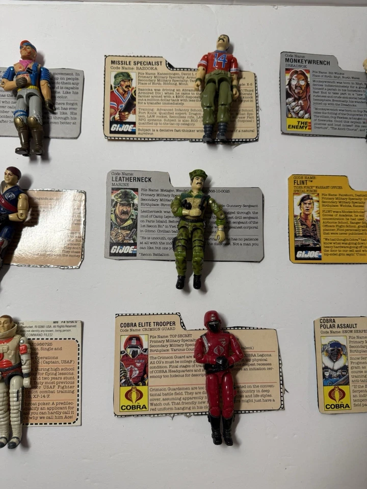 G.I. vintage años 80 GI Joe Lote ARAH Cobra 3.75 Figuras con Archivo Lote de (12) Tarjetas Foto 2 de 4