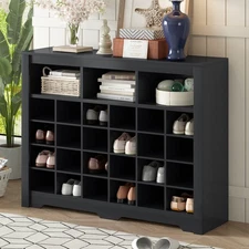 Vinsetto 24-Cubby Shoe Cabinet, Black