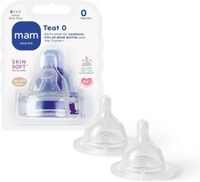 Image of MAM Teats Size 0 Extra-Slow Flow 2 Pack SkinSoft Silicone for Newborn Fits All