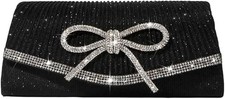 Bow Evening Bag Sparkly Clutch Purses for Women Wedding Glitter Rhinestone Party