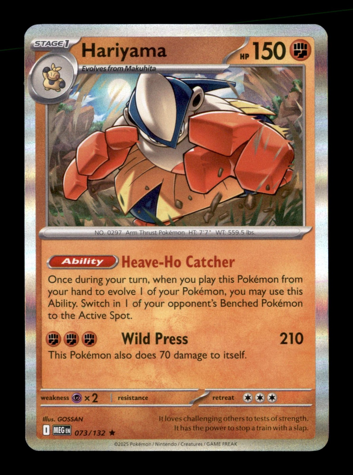 Hariyama 073/132 Rare Mega Evolution Pokemon Reverse Holo Near Mint