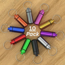 Box Keychain Medicine Pill Box Aluminum Container Holder Waterproof Case 10 PCS