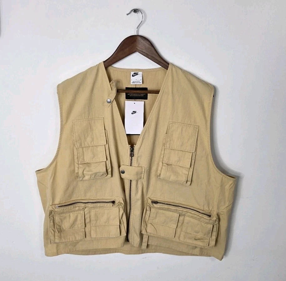 Nike Life Utility Vest Sesame Authentic Men Size L New Rare FN3214-252