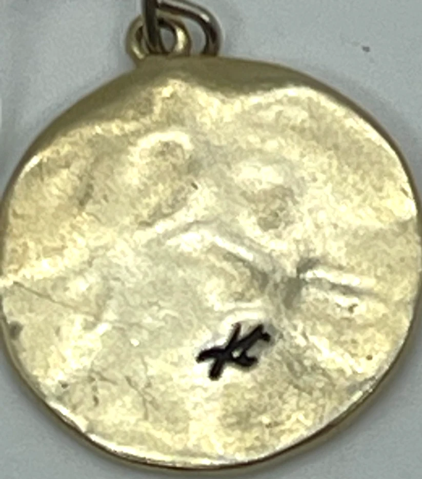 Earrings Designer Hammered Gold Filled 3/4" Discs w/5 Clear Gemstones - Image 4 of 4