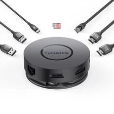 USB C Hub, 7 Ports Multiport Adapter with Dual HDMI Adapter, Type-C 100W PD C...