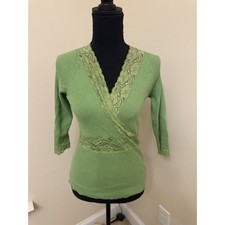 Camiseta Top Rue 21 Y2K Tejido Acanalado Verde Cuello en V Larga Bebé Princesa Fairycore M