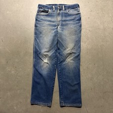 Vintage 70s 80s Dickies Faded Denim Jeans 32x29 Dark Wash Distressed Western USA