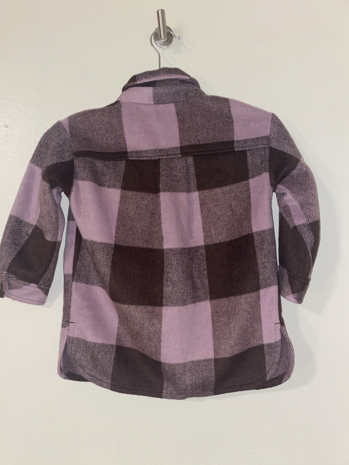 H& M Shacket Girls Plaid Purple Size 4-5 Long Sleeve thumbnail 5