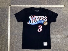 Mitchell Ness Shirt Mens M NBA 76ers Iverson 3 Black Hardwood Classics Retro