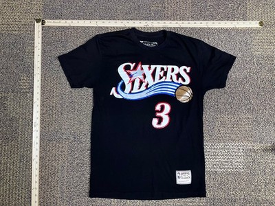 Mitchell & Ness Shirt Mens M NBA 76ers Iverson 3 Black Hardwood