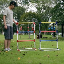 Ladder Ball Toss Game Set Indoor Outdoor with 6 Soft Rubber Balls