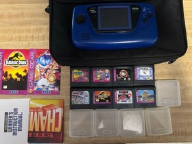 Blue SEGA Game Gear (Main Board Recapped), Case, And 8 Games.
