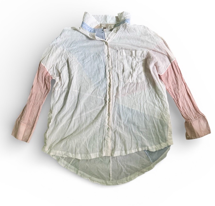 Free People Rainbow Rays Patchwork Button Up Shir… - image 3