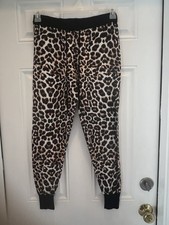 Women's Jogger Pants Viscose Jogger Leopard Print Stretch Size S Pull On  463