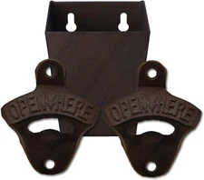 Rustic Beer Cap Opener Cast Iron Beer Bottle Opener Wall Mounted with Cap Catche