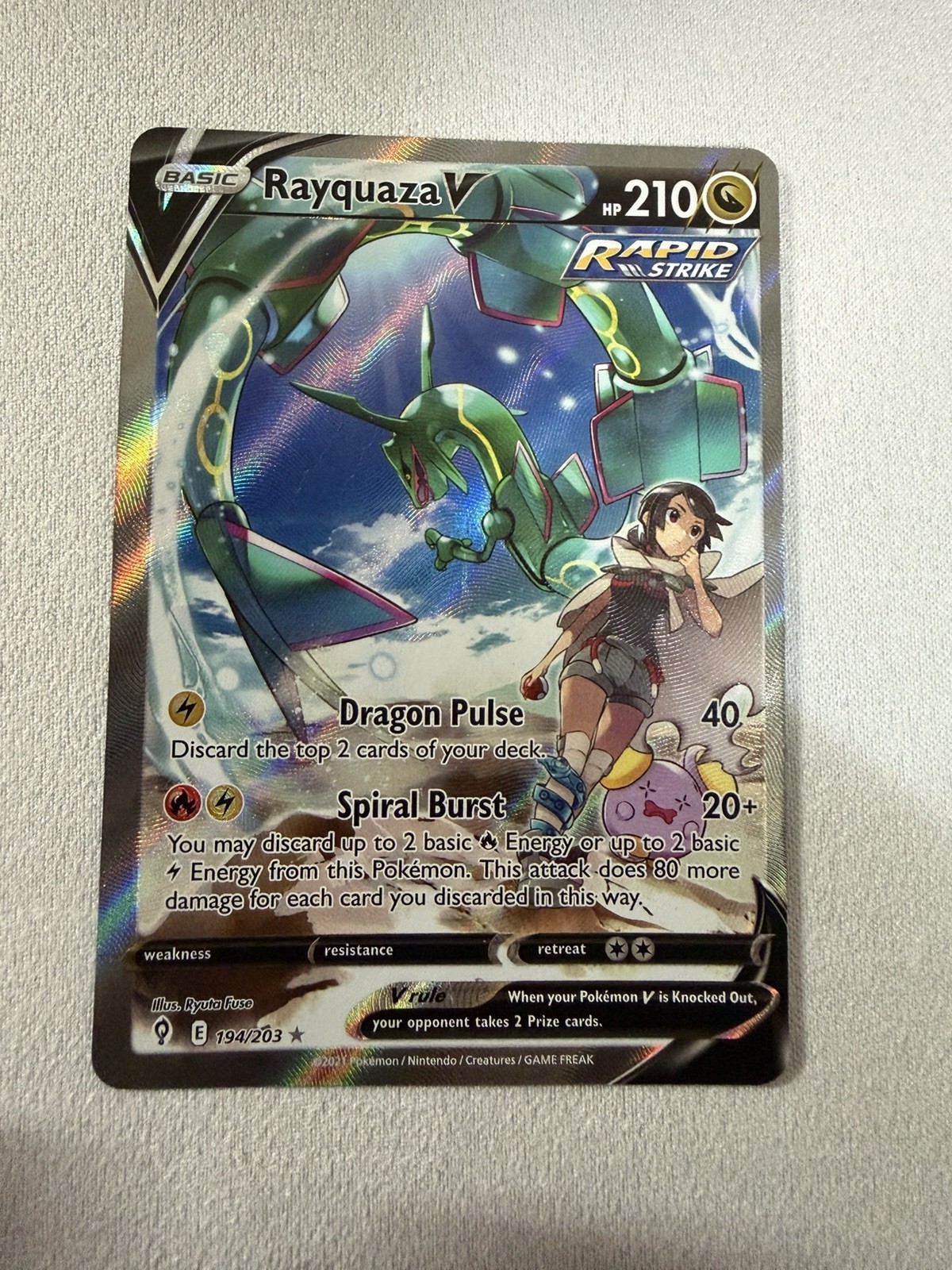 Rayquaza V (Alternate Full Art) 194/203 SWSH07: Evolving Skies Holo LP