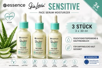 (333,22 /L) essence Skin Lovin  SENSITIVE Face Serum Moisturizer 3 Stk. 3 x 30ml
