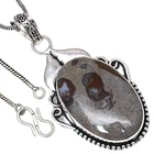 Pendant Rock Calsi Gemstone Valentine'Day Gift Silver Jewelry 2.25"