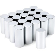 20 Pack 33mm By 4 Chrome Abs Plastic Screw-on Flat Top Cylinder Lug Nut Covers