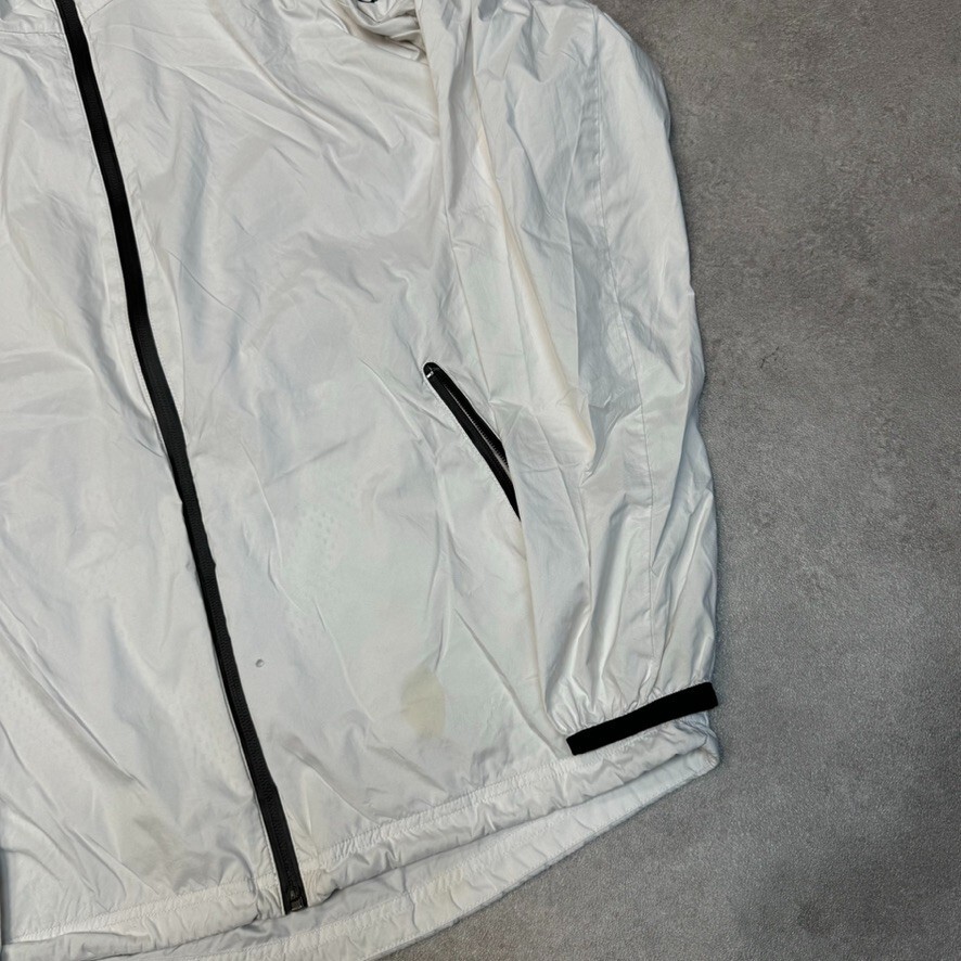 Adidas Track Jacket Mens Full Zip Y2K Windbreaker Coat, White, Small image 5