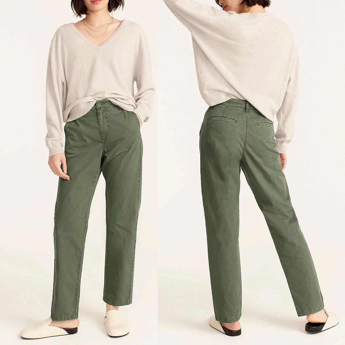 J Crew NWT $89.50 Slouchy Boyfriend Chino Pant in Gray Green | Sz 10 | Sz 30