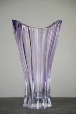 Vase 12" Flower Centerpiece Bud Vase Amethyst color Bohemian Czech Crystal Glass