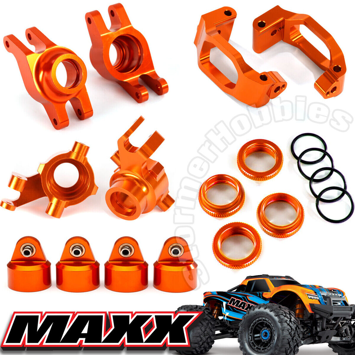 Traxxas Maxx Aluminum Caster Blocks (Orange) Traxxas Maxx Aluminum Caster Blocks (Orange)