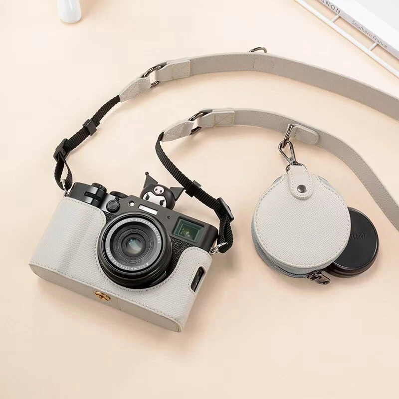 Bolsa de cámara de cuero medio paquete base para Fujifilm X-100VI estuche rígido protección Foto 3 de 4