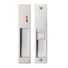 7.1” Brushed Silver Privacy Pocket Door Lock Hardware Invisible Recessed Hand...