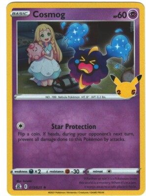 Cosmog 13/25 Celebrations Holo Rare Pokémon TCG 013/025 25th