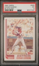 1982 TOPPS BLACKLESS ERROR B #640 CESAR CEDENO ASTROS CENTERED PSA 5 EX CRISP