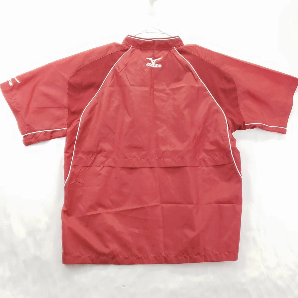 Pullover cortavientos Mizuno para hombre rojo mediano manga corta 1/4 cremallera Foto 2 de 4