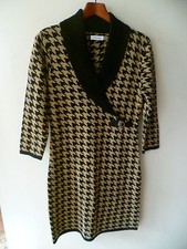 Calvin Klein Printed Textured Knit One Piece Black/Taupe Classic Dress Size M