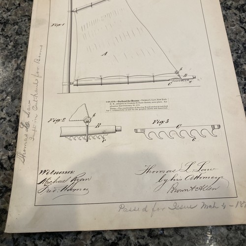 1874 ORIGINAL PATENTZEICHNUNG - Schiffe Segelboote - Bild 4 von 6