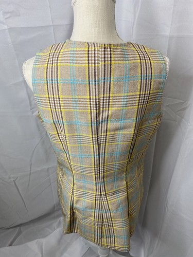 Chaleco vintage Koret of Kalifornia 1960 1970 bolsillos de tweed a cuadros retro talla 12 - Imagen 6 de 12