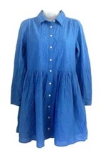 J.Crew Dress Women Size 6 Blue Eyelet A-Line Knee Length Long Sleeve Academia