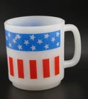 Vintage Glasbake Patriotic Stars and Stripes American Flag Cup Mug July 4th