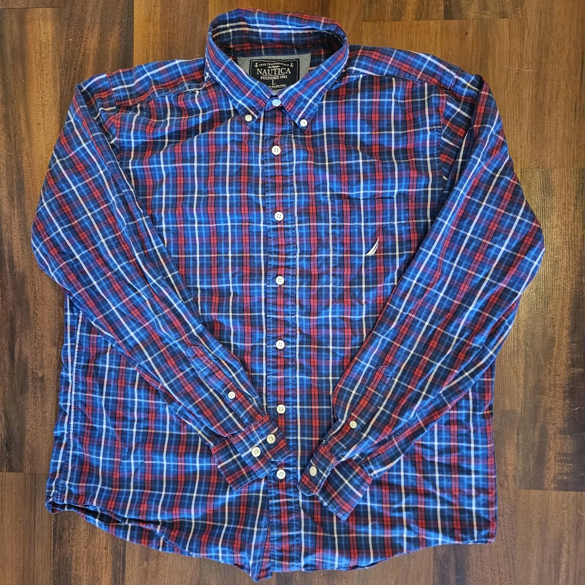 Nautica True Craftsmanship Sea Voyage Long Sleeve Button Down