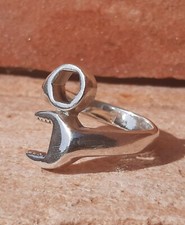 MENS 925 SILVER RING English key motorcycle custom harley