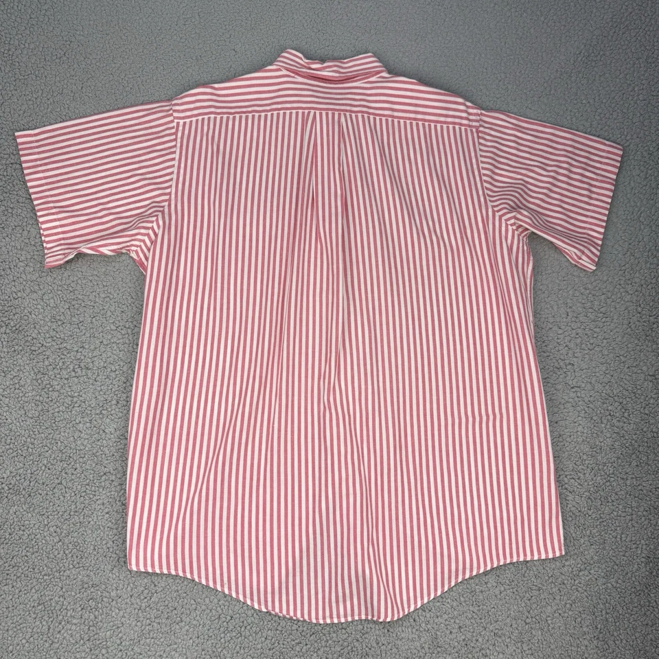 VINTAGE Jos A Bank Shirt Mens Extra Large Red White Striped Madagascar Chambray - Image 2 of 4
