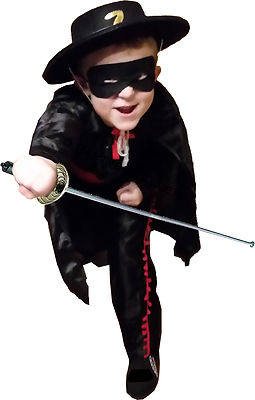 Zorro ''Z''  Kostüm Edler Retter Maske + Degen + Hut + Umhang Gr. XL 10 - 12 Jahre
