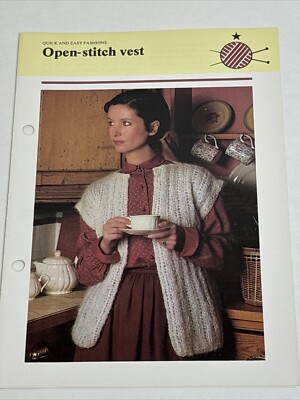 Open Stitch Vest Women's Knitting Pattern Card