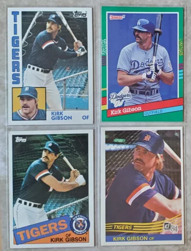 Kirk Gibson Lot Of 4 Baseball Cards Detroit Tigers & LA Dodgers