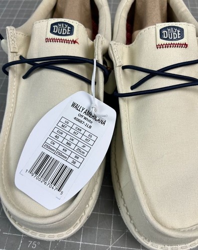 Hey Dude Wally Americana Men's 7 US 40 EU Bone Slip On NEW~~~ - Picture 9 of 10