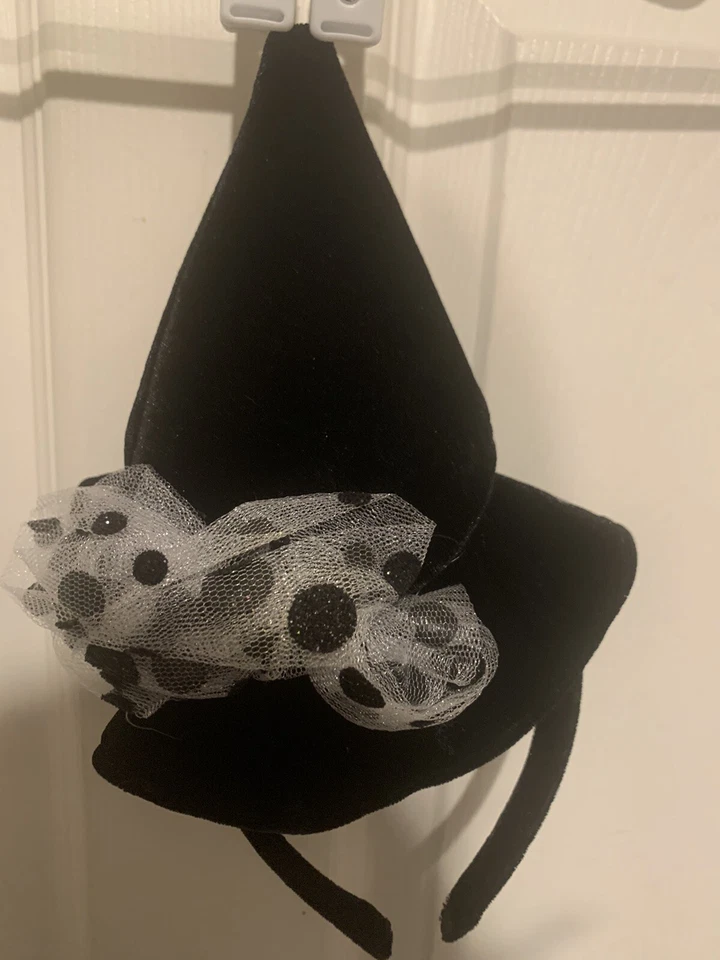 New Princess Paradise Polka Dot Witch Costume Child Size 8 Dress Headband W/ Hat - Image 4 of 4