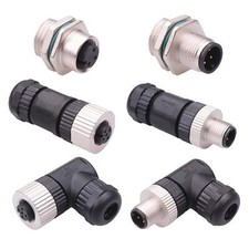 3, 4, 5, 8 Way M12 Industrial Circular Connectors IP67 4A 250V Male Female