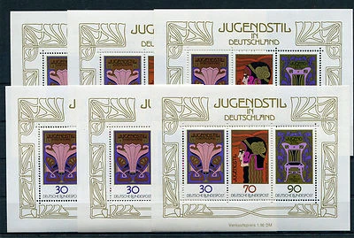 Bund Block Nr. 14 sauber postfrisch 6 Stück Jugendstil 923 - 925 BRD 1977 MNH - Bild 1 von 3