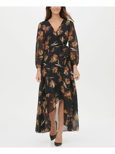 black long sleeve tea length dress