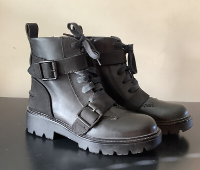 GENUINE UGG NOE BLACK LEATHER BUCKLE DETAIL BIKER BOOTS UK5/EU38 WORN ONCE  UK