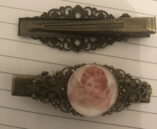 2 Victorian Angels Vintage Filigree Hair Clips Anywhere Clip